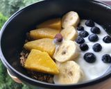 A picture of step 3 of Granola bowl with assorted fruits and plain yorghut..#eldoretbreakfastcontest.