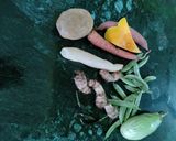 A picture of step 1 of Bengali Shukto.