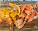 A picture of step 11 of Colorful Salad with White Rice, Carrots, Peas, Tomato, Radishes, and Cilantro.