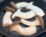 A picture of step 1 of King oyster mushrooms sautéed in soy butter.