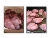Foto del paso 2 de la receta: Atún a la plancha con salteado de calabacín y puré de papas
