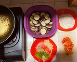 A picture of step 1 of Crispy Eggplant with Salt and Pepper.