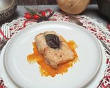 Foto del passaggio 5 della ricetta Trancio di Salmone con lardo di colonnata su letto di zucca