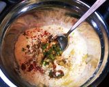 A picture of step 1 of Besan messi masala puri - eat with arbi Fry.