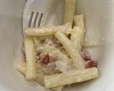 Hình bước làm 4 của món Nui kiểu carbonara (vị giống pizza)
