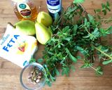 A picture of step 1 of Purslane, Pear, and Feta Salad.