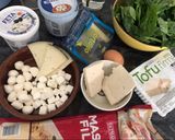 A picture of step 1 of Vegetarian Filo Samosas Filled with Four Cheeses and Spinach.