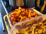 Pasta in Kürbis-Pfifferlingrahm
