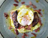 Foto del paso 7 de la receta: Puré de patata con jamón, foie y huevo poché trufado