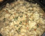 A picture of step 8 of White Pasta- made by my daughter.