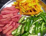 A picture of step 4 of Gajar, green chilli and lili haldar pickle.