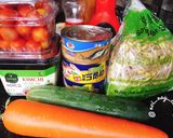 Hình bước làm 1 của món Cơm trộn Bibimbap cá hộp Hàn Quốc
