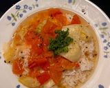 A picture of step 4 of Tomato and Lettuce Zōsui (Japanese Rice Porridge).