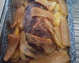 Gombás cukkinis szűzpecsenye tepsiben sült krumplival recept fázis 5 fotója