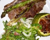 Foto del paso 1 de la receta: Bifes Con Espárragos, Zapallitos Rellenos Y Ensalada