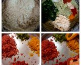 A picture of step 1 of Moong chilla with stuffing.