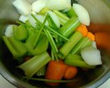 A picture of step 2 of Chicken Noodle Soup (from scratch).