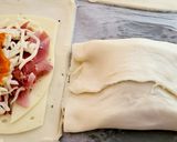 Foto del paso 3 de la receta Cañas de hojaldre de jamón serrano, jamón york, quesos y sobrasada