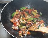 A picture of step 8 of Jowar Bhakri and pithla.