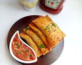 A picture of step 16 of Crunchy chicken filo cigars.