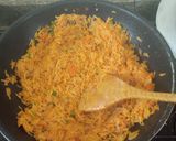 A picture of step 3 of Jellof rice and boiled egg.