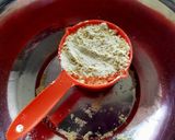 A picture of step 1 of Besan Laddu.