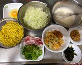 A picture of step 1 of Japanese Hiroshima Okonomiyaki Pancake.