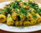 A picture of step 9 of Khandvi.