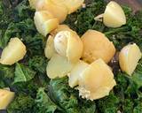 Cornish new potatoes with kale, Buttered croutons, pine nuts and Cornish blue cheese recipe step 3 photo