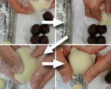 A picture of step 8 of Wagashi "Komugi-Manju" with a Fresh Herb.