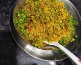 A picture of step 7 of Moong pulav.