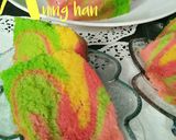Foto langkah ke 12 dari resep Steamed Rainbow Cake 🍰ala Ny Liem.