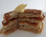 A picture of step 10 of Banana pancake (no milk/ no egg) with sourdough starter discard.