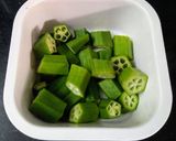 A picture of step 1 of Bhindi manchurian.