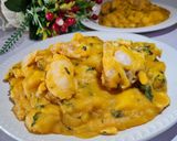 A picture of step 4 of Yam Pottage with boneless chicken 🐔.