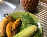 Foto langkah ke 1 dari resep Jus sehat Nenas Timun Sawi Pisang.