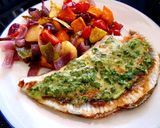 A picture of step 3 of Turbot with Lemon, Cilantro, Tahini, and Roasted Vegetables.