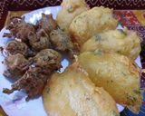 A picture of step 3 of Methi Gota and Patri Bhajiya.