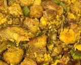 A picture of step 5 of Valencian Paella with Artichokes, Meatballs, and Brown Rice.