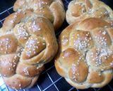 A picture of step 5 of Braided challah bread.