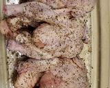 A picture of step 4 of Roasted Cornish Hens over French Breads with a Rich Creamy Top.