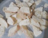 A picture of step 3 of Schezwan potato wedges.