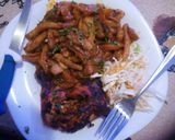 A picture of step 10 of Marinated grilled chicken and chips masala.