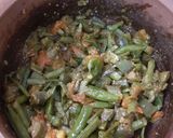 A picture of step 3 of Brinjal cluster beans bhaji.