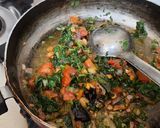 A picture of step 5 of Methi pithla jowar green garlic bhakri and thecha village style.