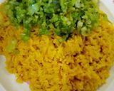 A picture of step 1 of Rice with lettuce.