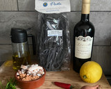 A picture of step 1 of Tagliolini al nero di seppia con granchio – Venetian squid ink tagliolini with crab.