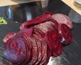 A picture of step 1 of Beet Carpaccio with Arugula Mayo 🌿🫜.