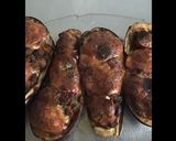 Une image de l'étape 9 de Aubergines farcies saucisses Strasbourg champignons poivrons épices cajun et scamorza grillée.
