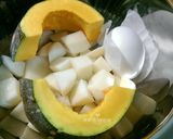 A picture of step 2 of (Low-Calorie Version) Pumpkin Apple Potato Salad [Rice Cooker Recipe].